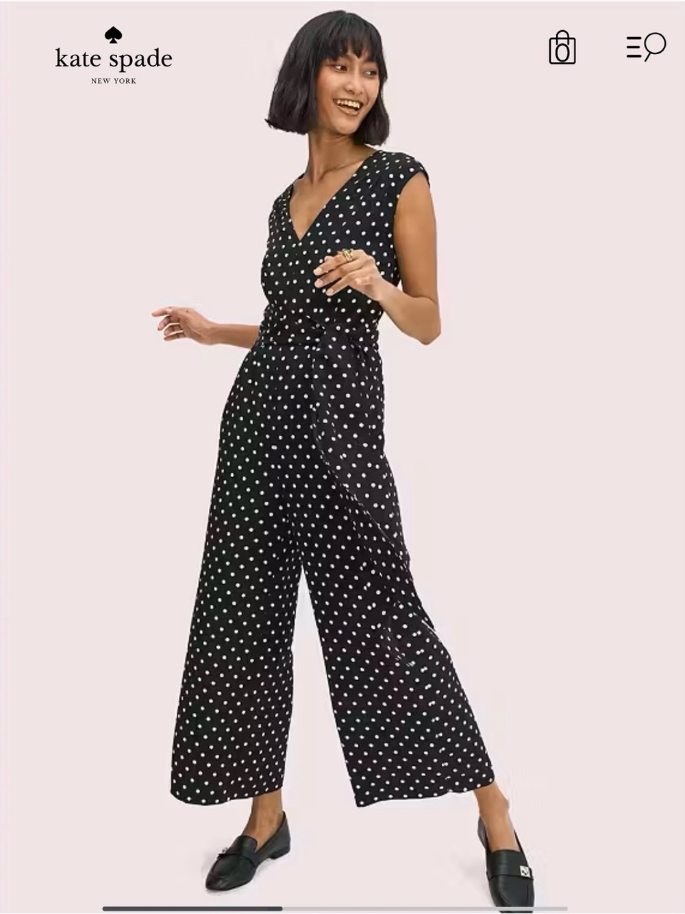 kate spade Black and White Polka Dot Wrap Jumpsuit